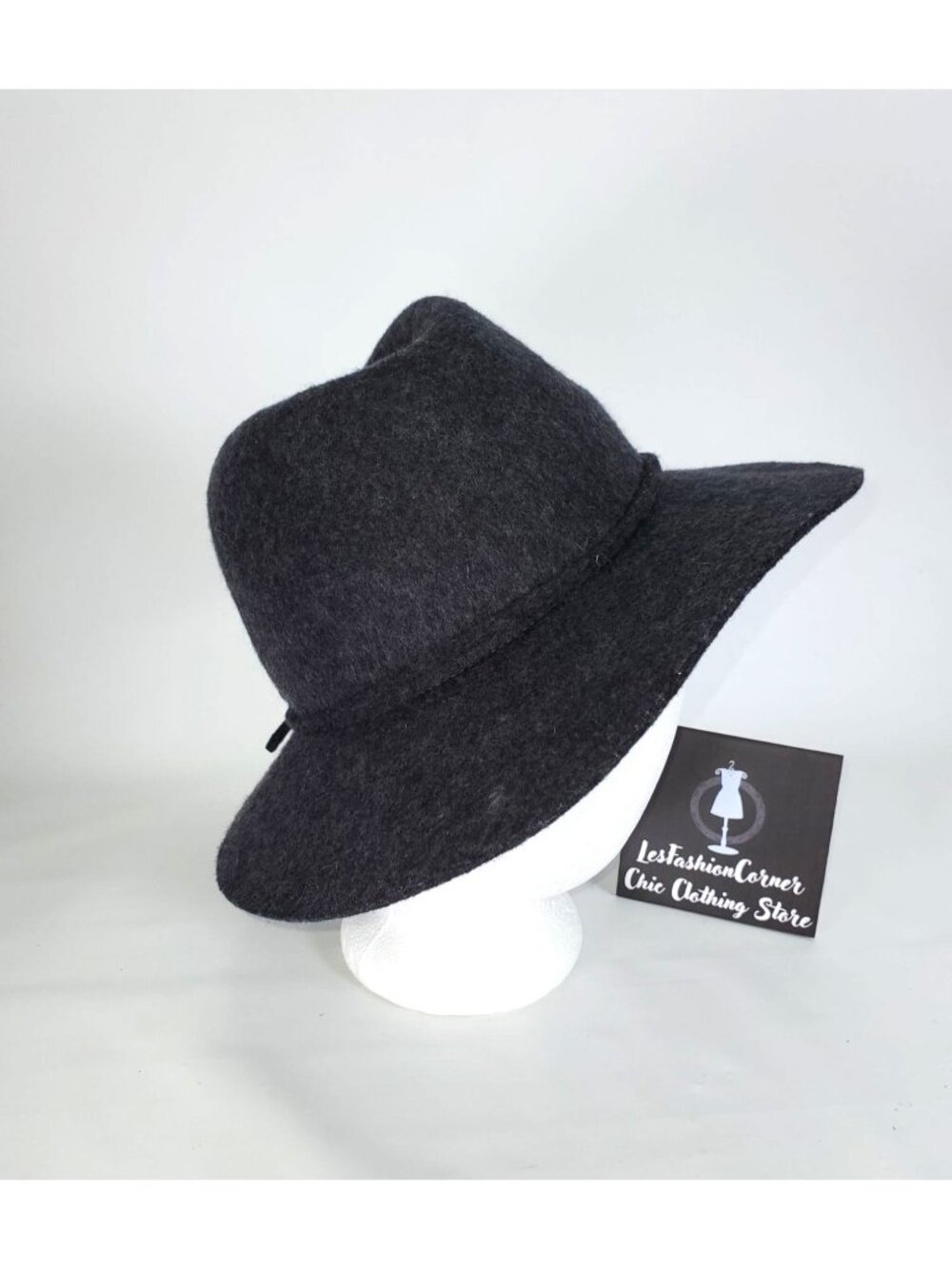 Banana Republic Gray 100% Wool Fedora Hat with Black Trim S/M 1529